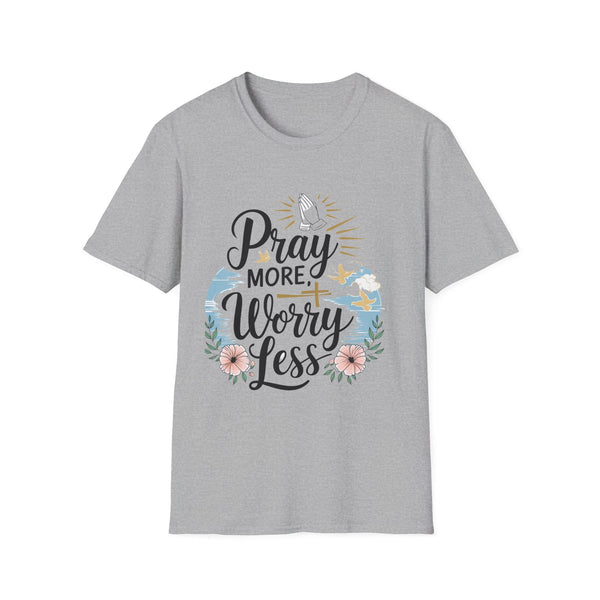 Inspirational Unisex Softstyle T-Shirt - 'Pray More Worry Less' Design