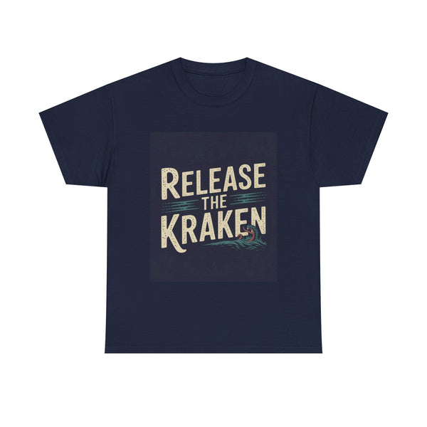 Release the Kraken” T-Shirt – Funny Ocean Lover Graphic Tee, Unisex Heavy Cotton Shirt for Mythology & Sea Adventure Fans