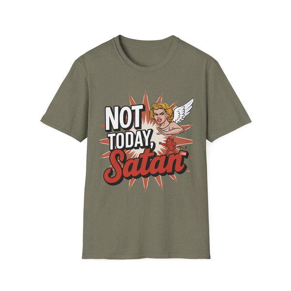 Not Today, Satan” T-Shirt – Bold Funny Graphic Tee, Unisex Softstyle Shirt for Everyday Warriors & Sass Masters