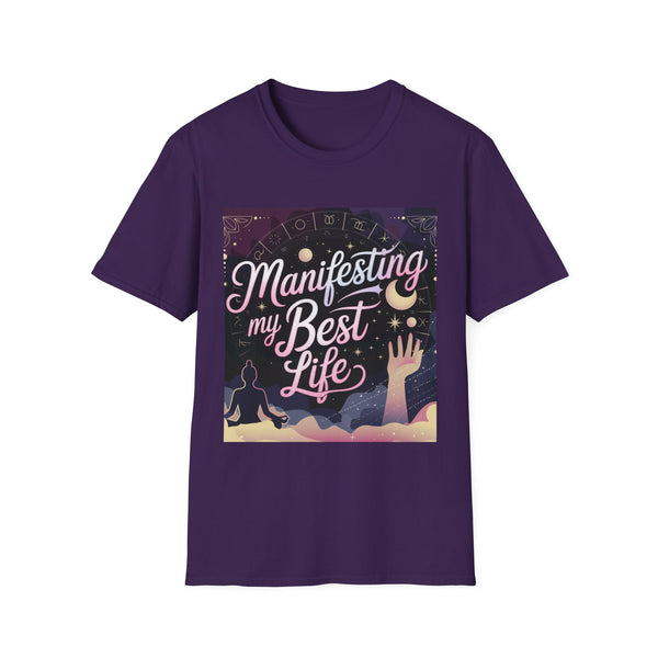 Manifesting My Best Life” T-Shirt – Inspirational Personal Growth Tee, Unisex Softstyle Shirt for Dreamers & Goal Getters