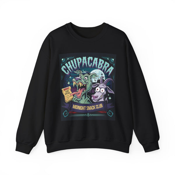 Chupacabra Midnight Snack Club  Sweatshirt – Funny Unisex Heavy Blend™ Crewneck for Cryptid Fans & Quirky Style Lovers