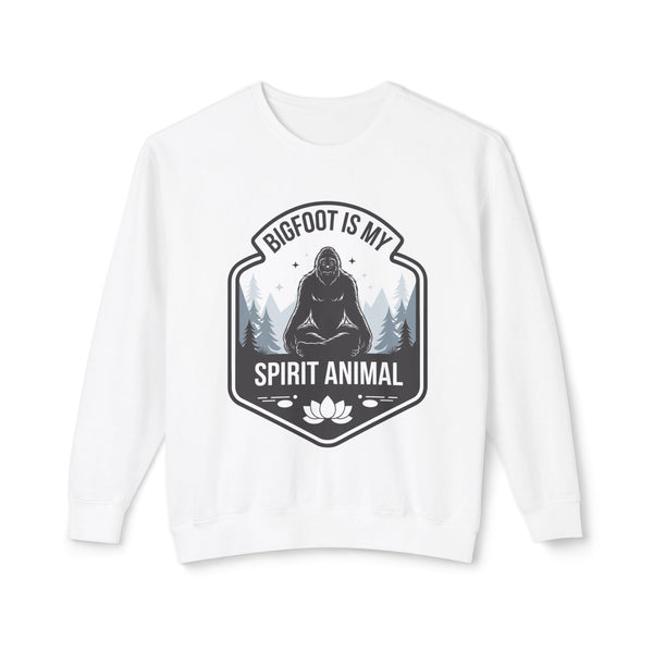 Bigfoot Is My Spirit Animal” Sweatshirt – Funny Cryptid Graphic Crewneck, Unisex Lightweight Pullover for Myth Lovers & Nature Nerds