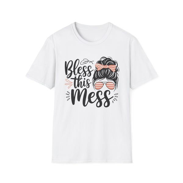 Bless This Mess” T-Shirt – Funny & Relatable Tee for Moms, Unisex Softstyle Comfort Shirt for Real Life Chaos